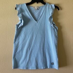Michael Kors Stripe Ruffle Sleeveless Top. Size XS